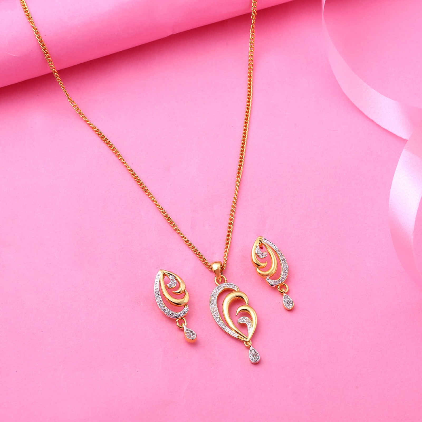 Rhodium CZ Pendant Sets