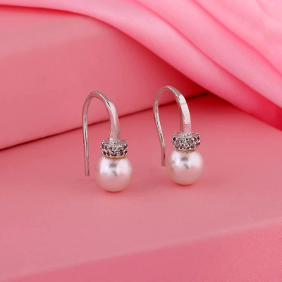 Pearl Drop Hoop Earrings