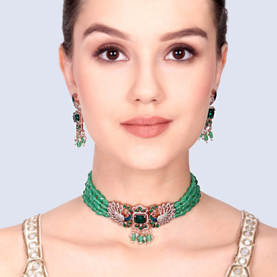 Beaded Peacock Choker Sets